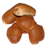 Рулет с маком, бант с изюмом